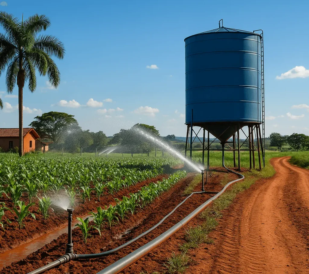 poco artesiano produtores irrigacao campinas Irrigação para agricultura com água em reservatório advinda de poço artesiano para produtores em Campinas - SP