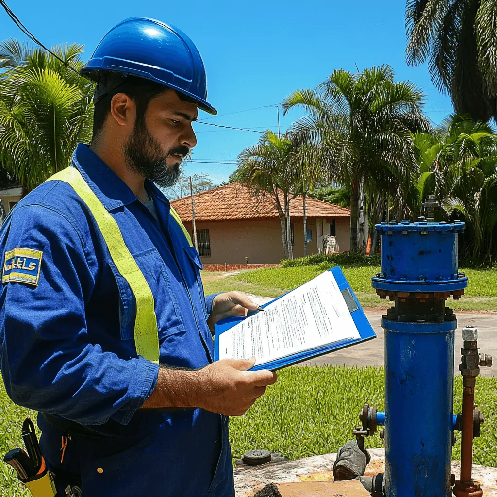 regularizacao poco artesiano campinas Técnico verificando documentos de regularização de poço artesiano em Campinas - SP