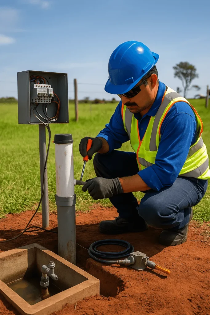 tecnico manutencao poco artesiano campinas Técnico realizando manutenção em poço artesiano em Campinas - SP